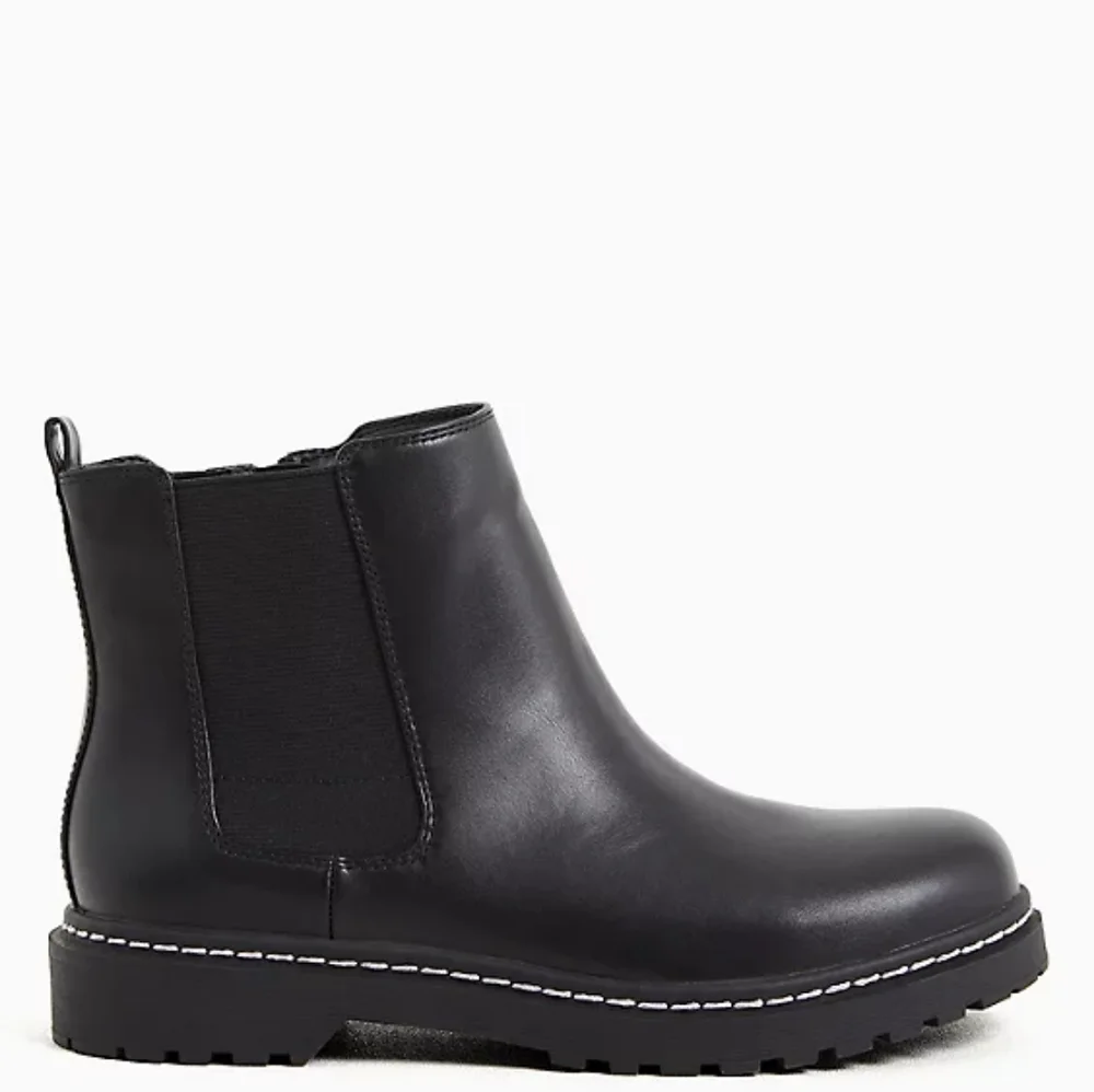 Torrid || 7.5 WW Black Faux Leather Chelsea Lug Sole Bootie - Picture 4 of 11